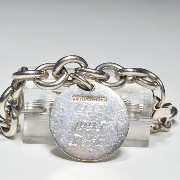 Vintage Tiffany & Co.Round Tag Charm Sterling Silver 925 Bracelet - Picture 3 of 5